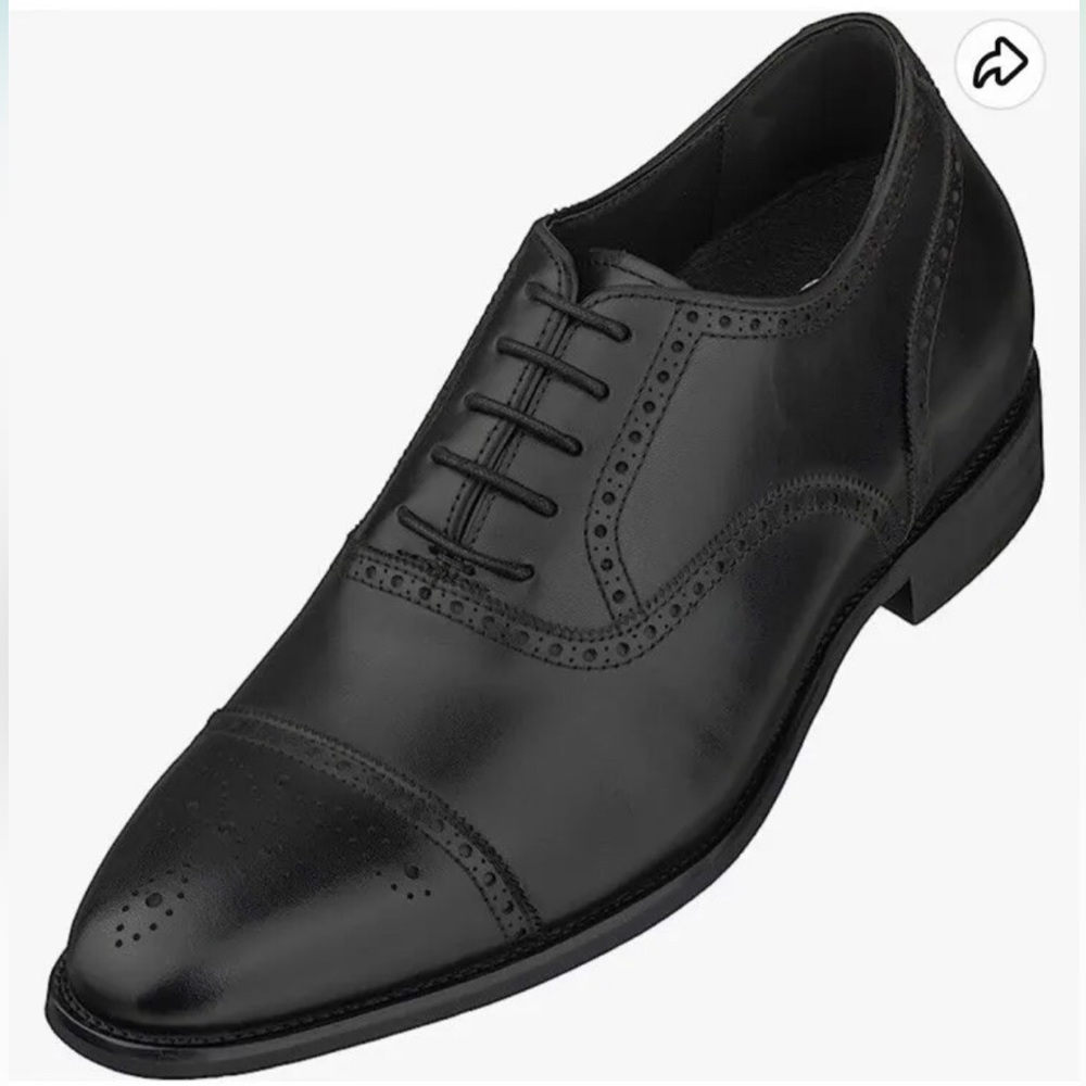 CALTO Mens Invisible Height Increasing Black Oxfords - 3 Inches Taller - Size 12